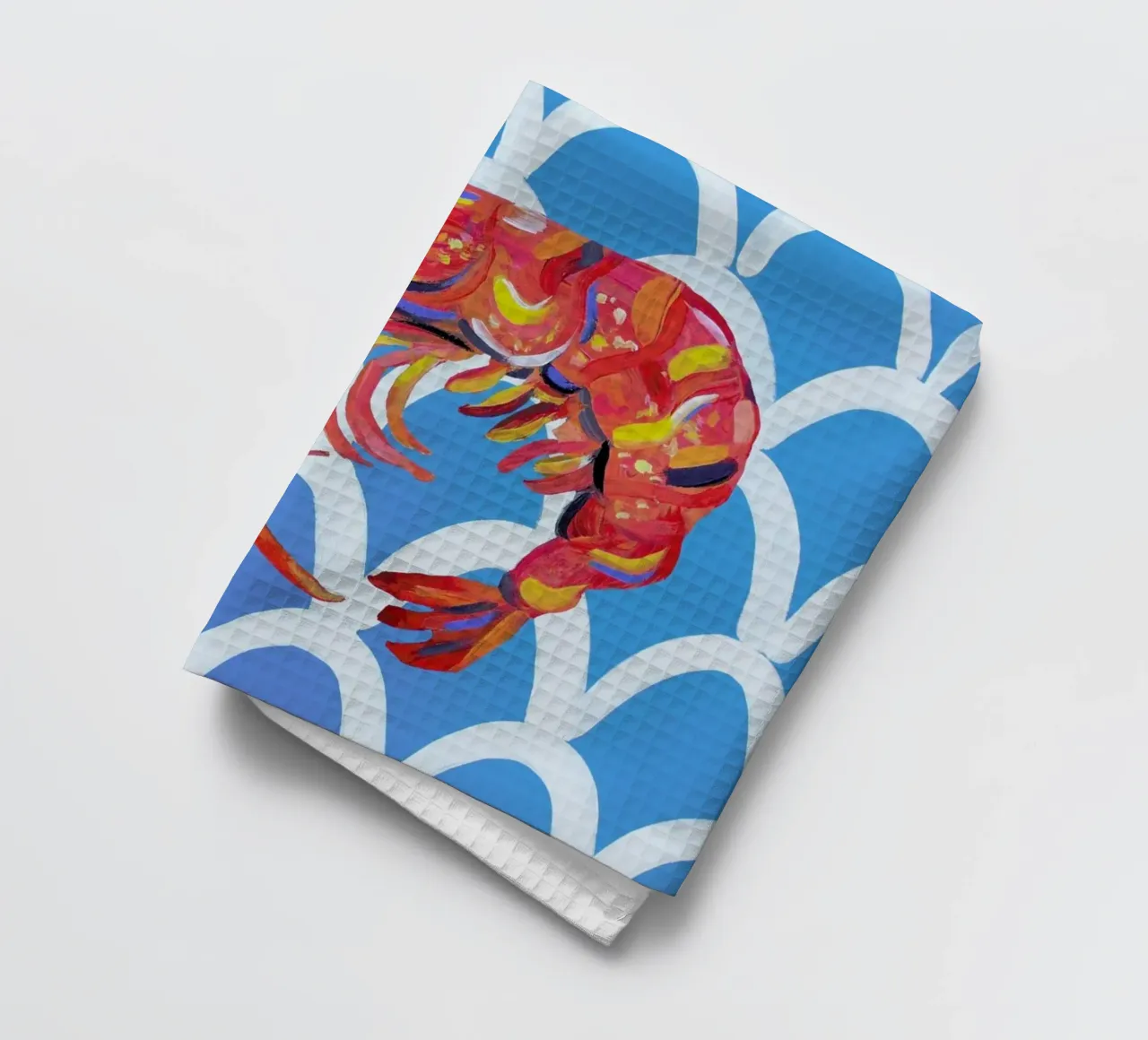 Prawn On Blue Wavey canovaccio da cucina da Alice Straker