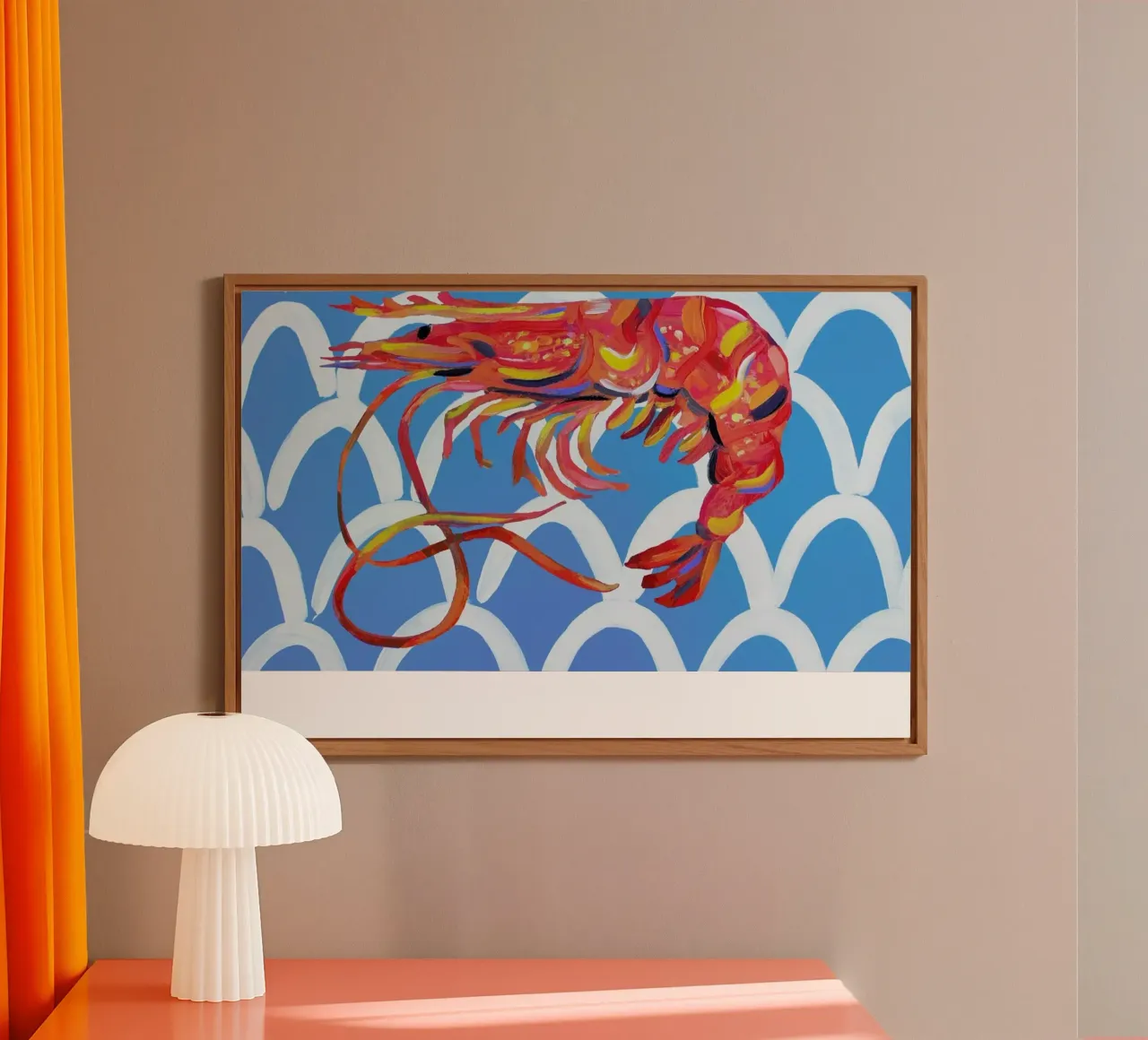 Prawn On Blue Wavey forex plate by Alice Straker