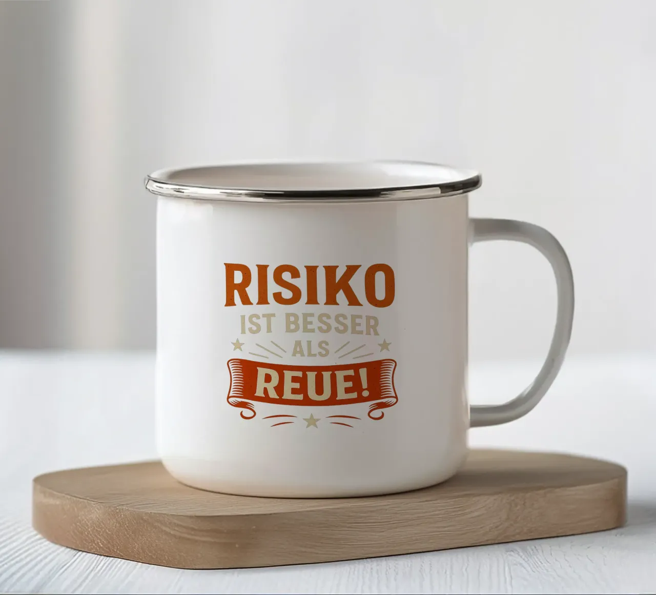 RISIKO IST BESSER ALS REUE tazza in smalto da Vintage Van Gogh