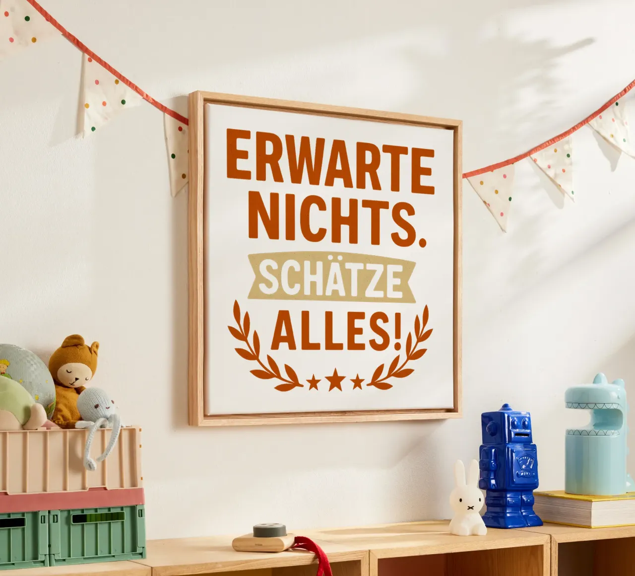 ERWARTE NICHTS, SCHÄTZE ALLES canvas met Baklijst van Vintage Van Gogh