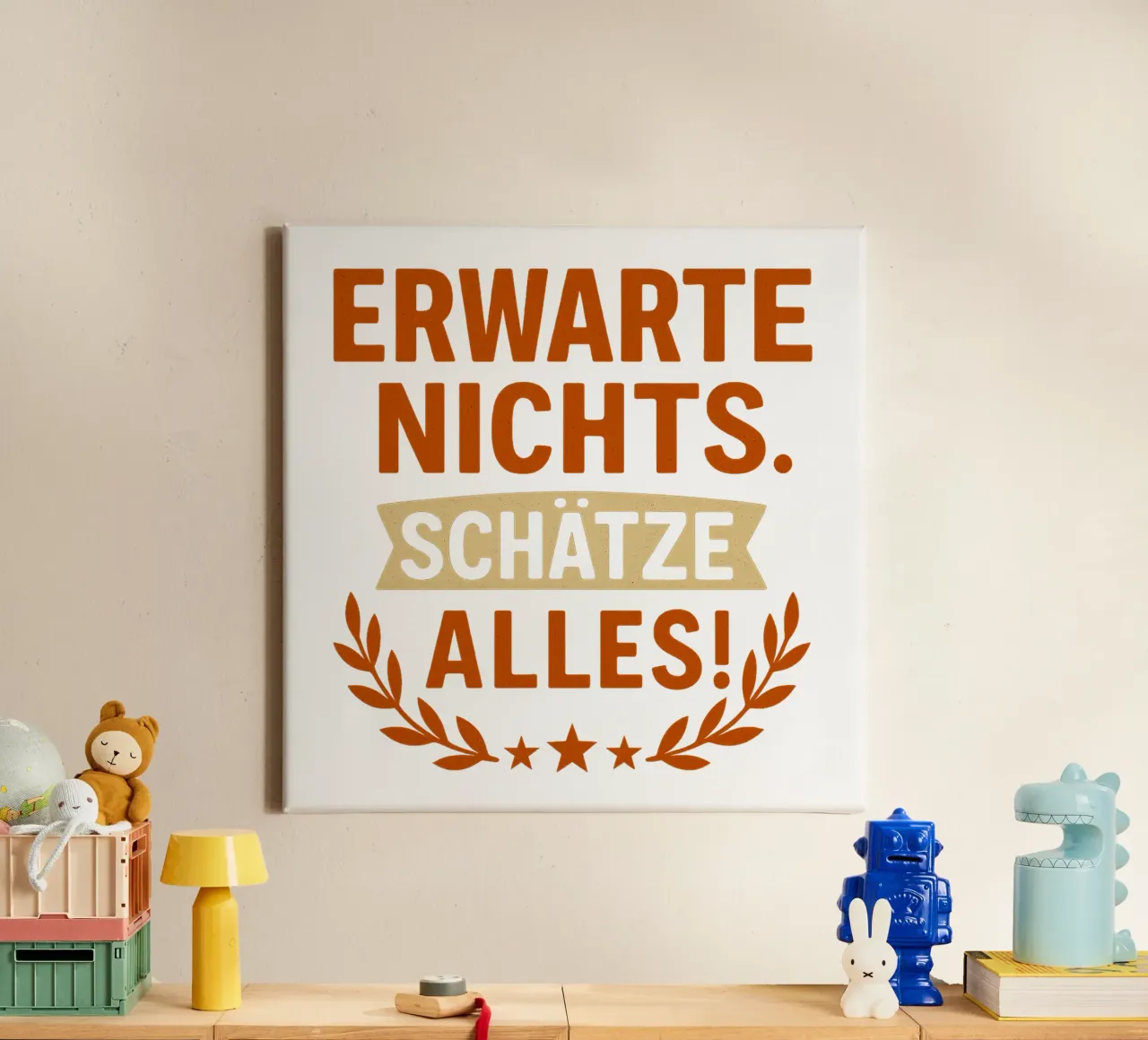 ERWARTE NICHTS, SCHÄTZE ALLES canvas met Baklijst van Vintage Van Gogh
