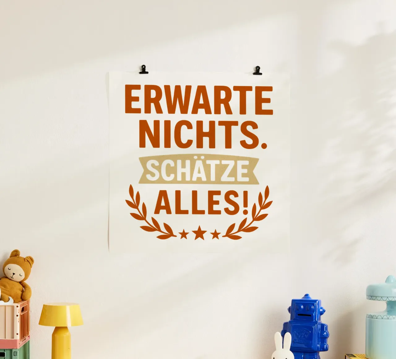 ERWARTE NICHTS, SCHÄTZE ALLES poster con telaio in plastica da Vintage Van Gogh