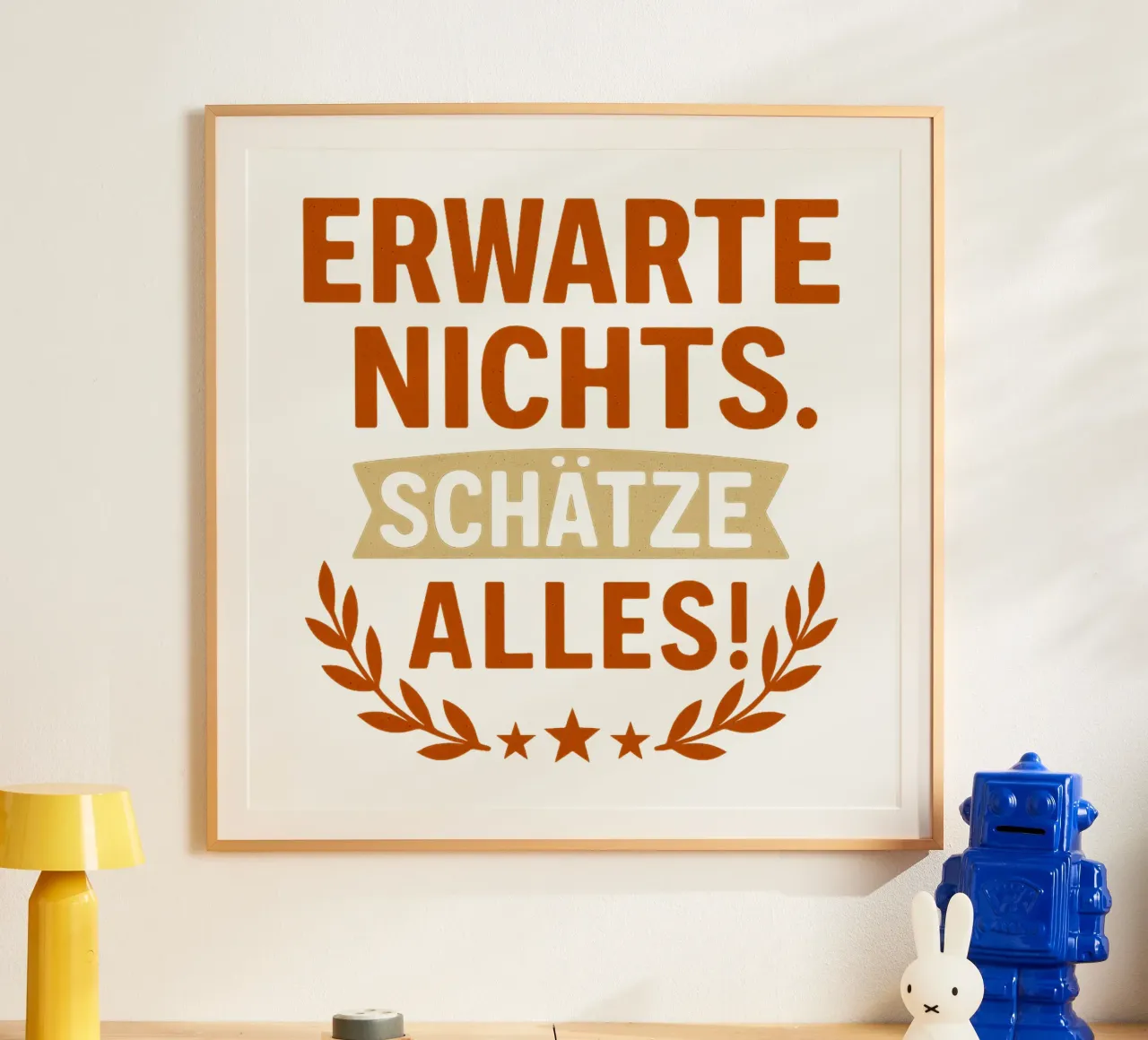ERWARTE NICHTS, SCHÄTZE ALLES poster con telaio in plastica da Vintage Van Gogh