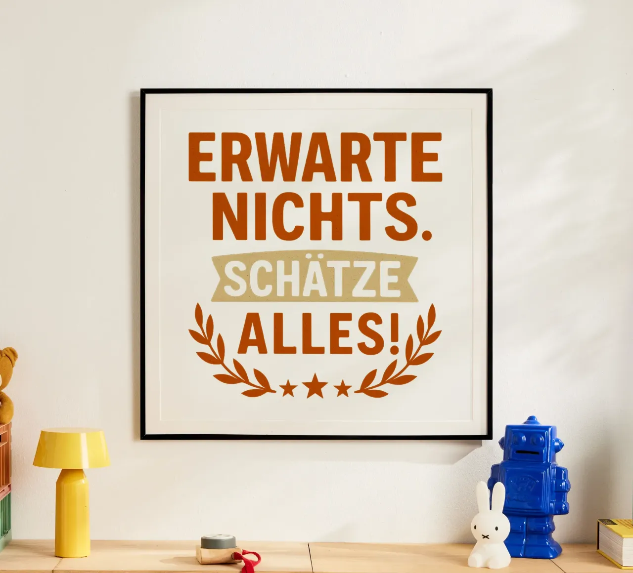 ERWARTE NICHTS, SCHÄTZE ALLES poster con telaio in plastica da Vintage Van Gogh