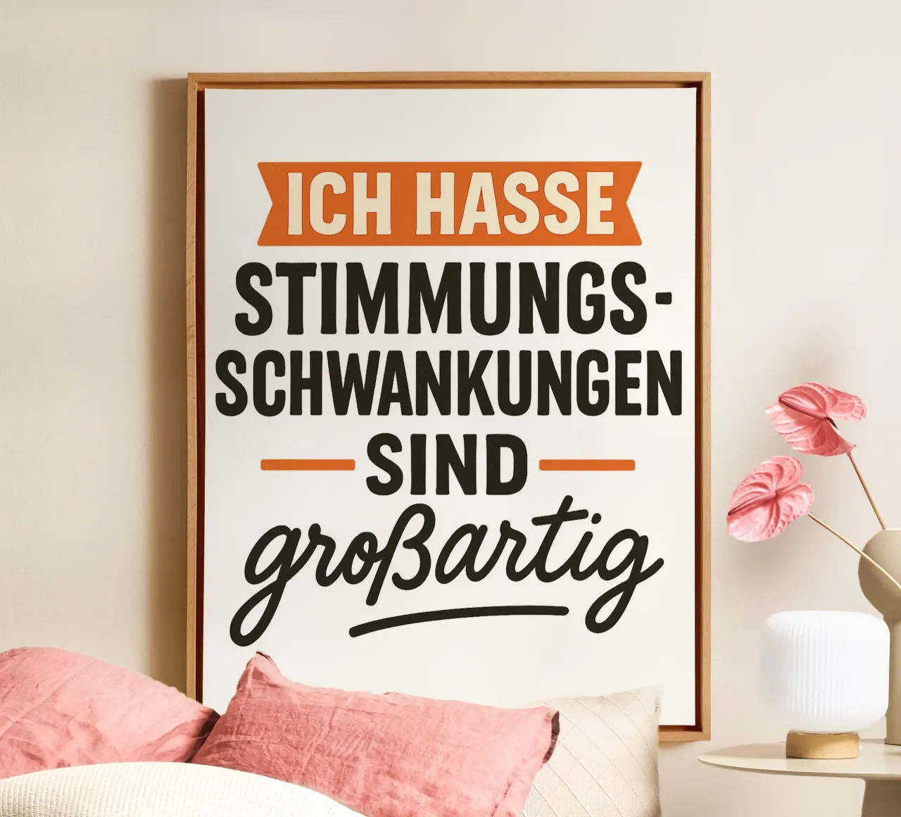 ICH HASSE STIMMUNGSSCHWANKUNGEN SIND GROSSARTIG canvas met Baklijst van Vintage Van Gogh
