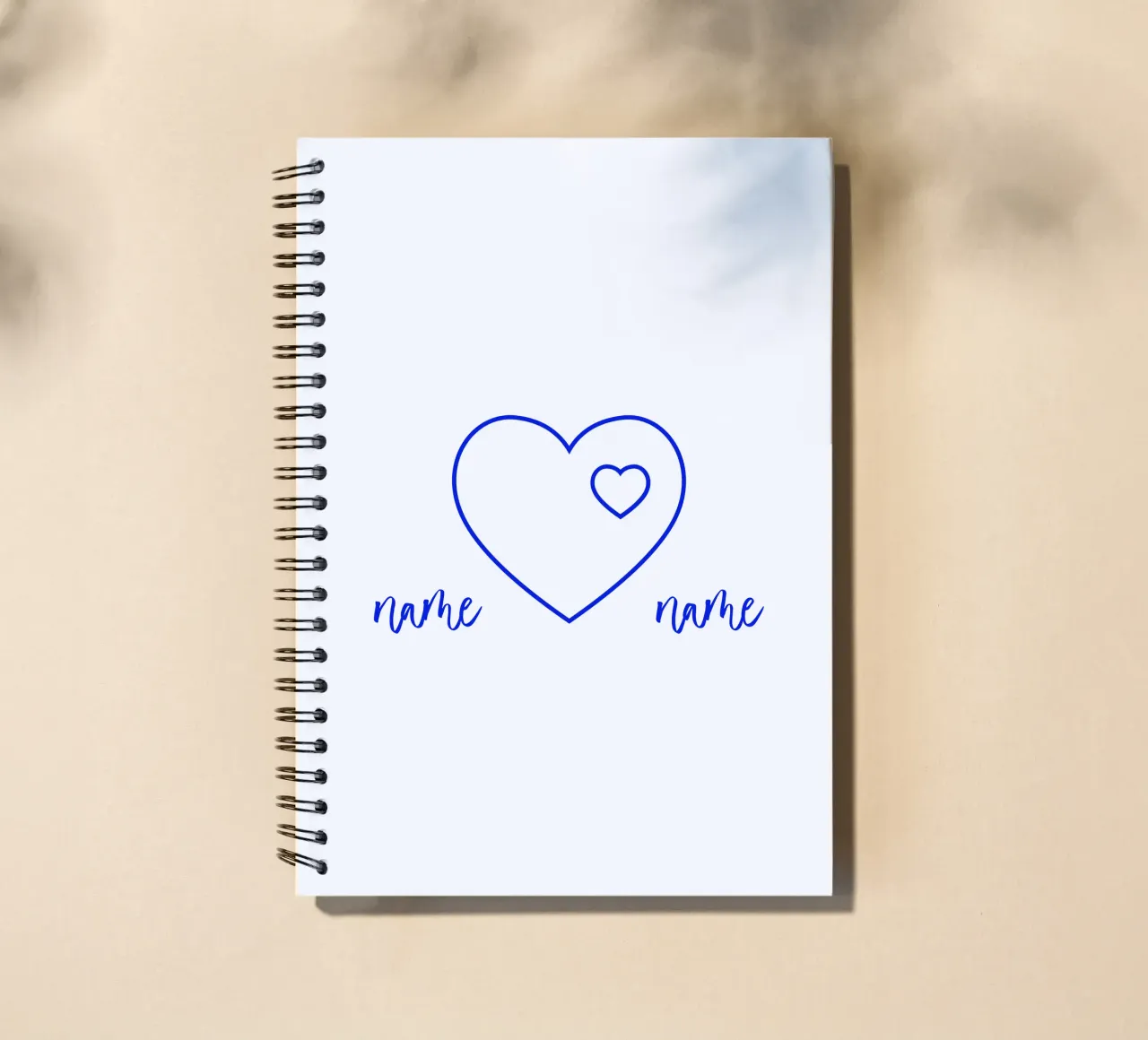 Heart personalisable with name and minimalist spiral notebook by Lilou Art