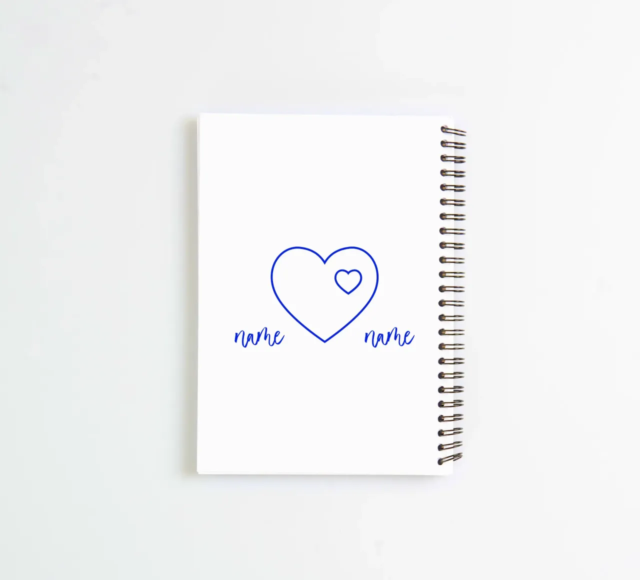 Heart personalisable with name and minimalist spiral notebook by Lilou Art
