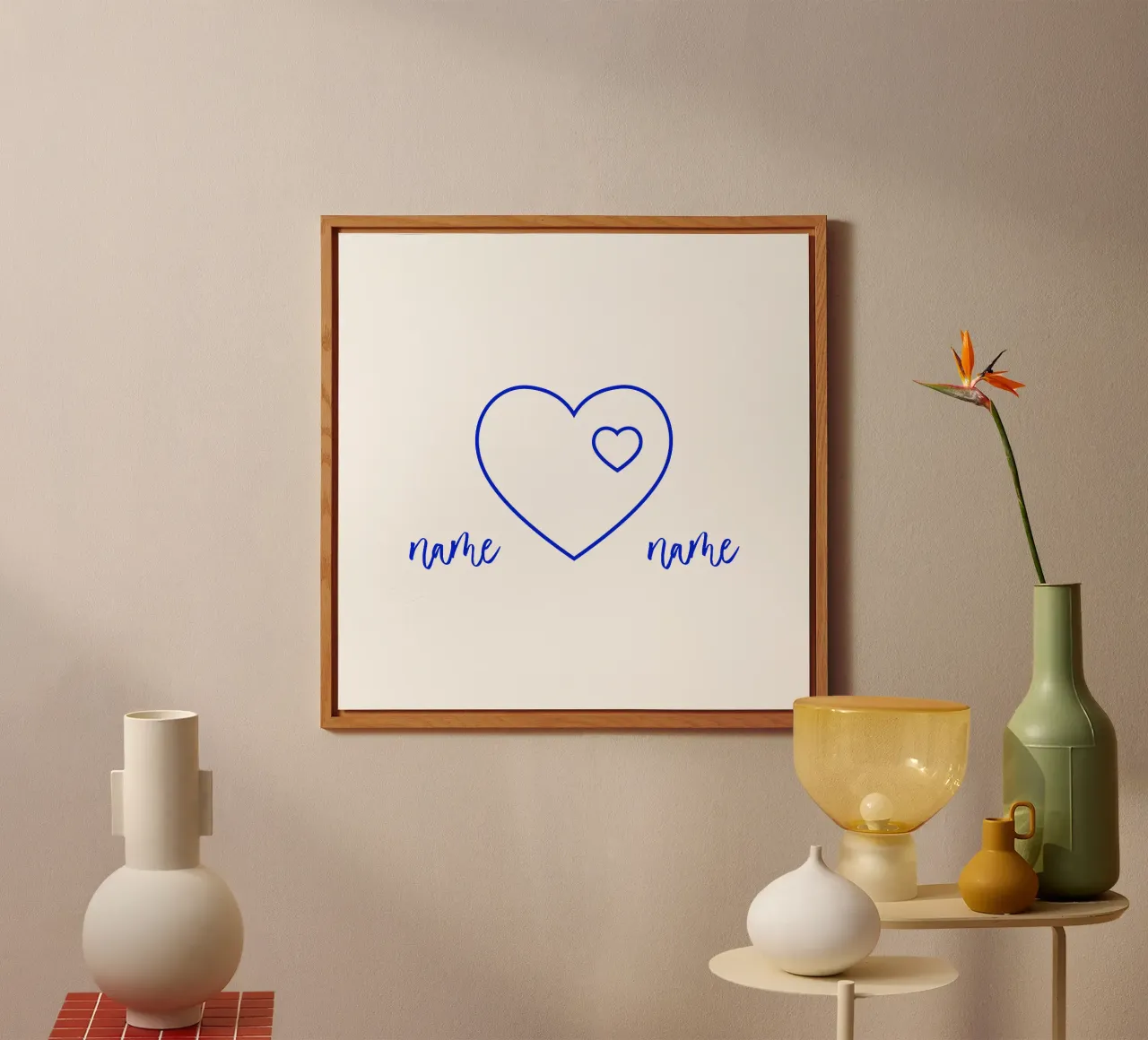 Hart personaliseerbaar met naam en minimalistisch aluminium-dibond van Lilou Art