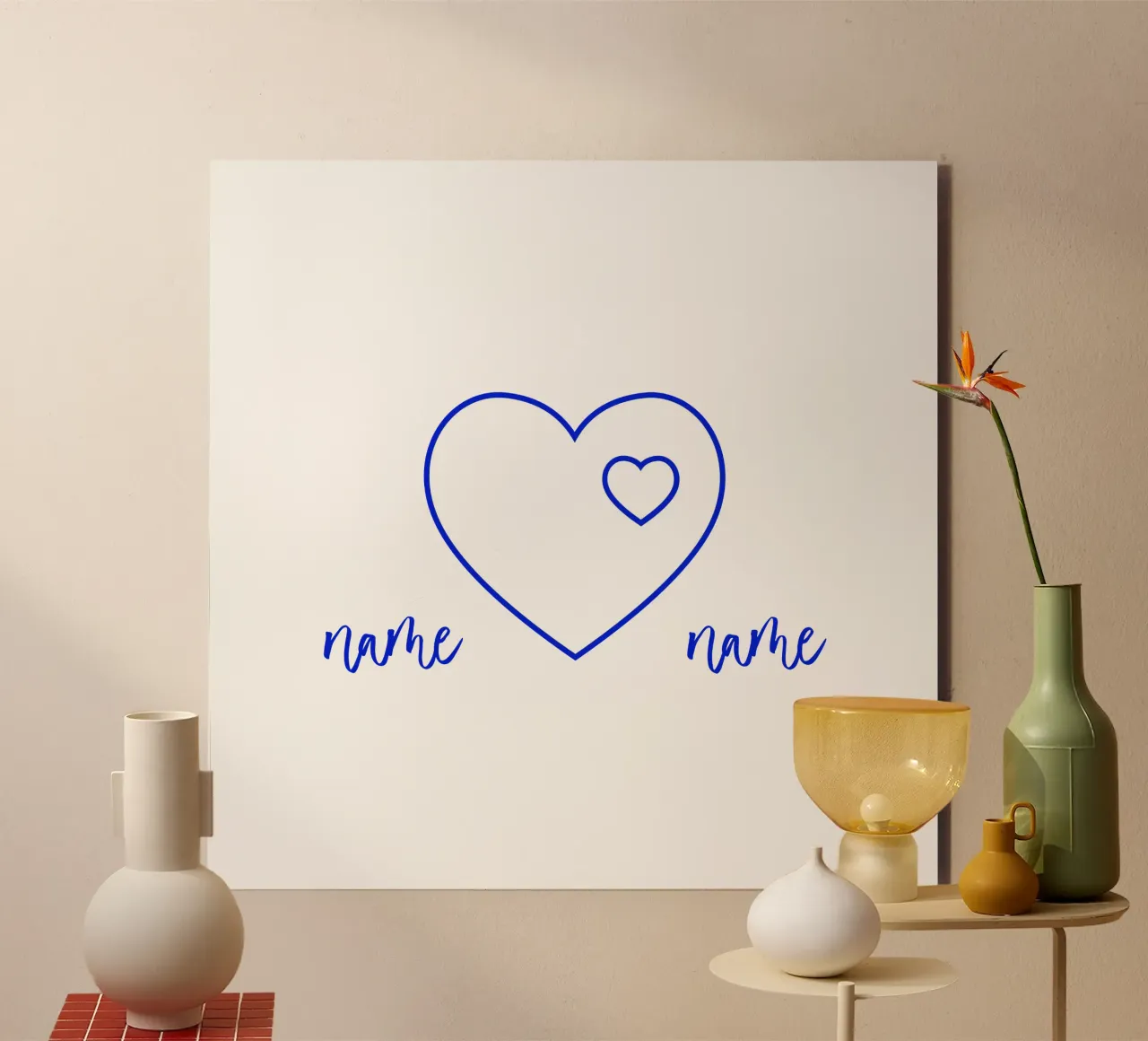 Cuore personalizzabile con nome e minimalista alluminio dibond da Lilou Art