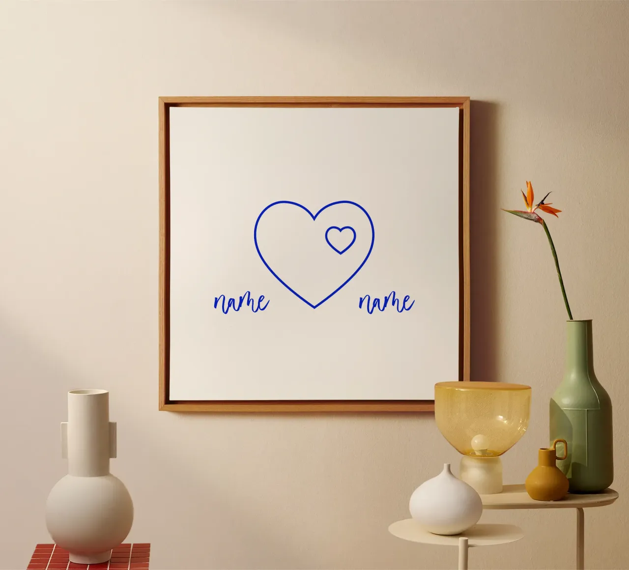 Heart personalisable with name and minimalist canvas by Lilou Art