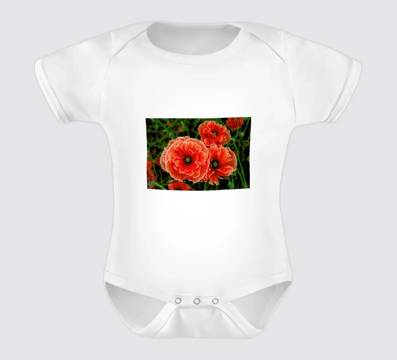 Red White Edge Poppy body neonato maniche corte da Curious Collections by Marielle Leenders