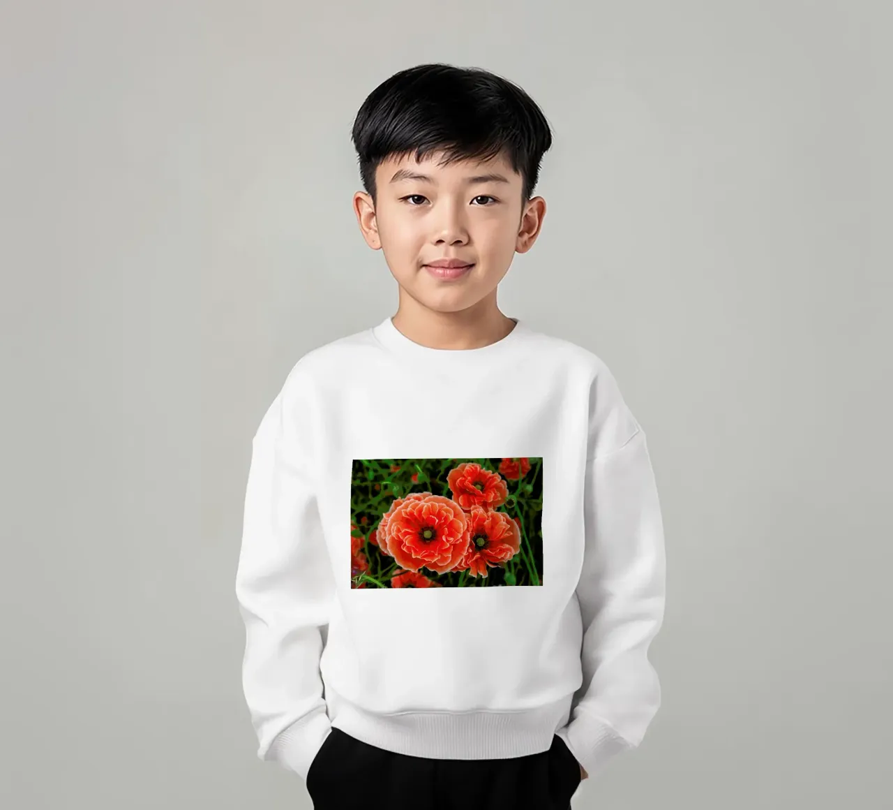 Red White Edge Poppy felpa bambino da Curious Collections by Marielle Leenders