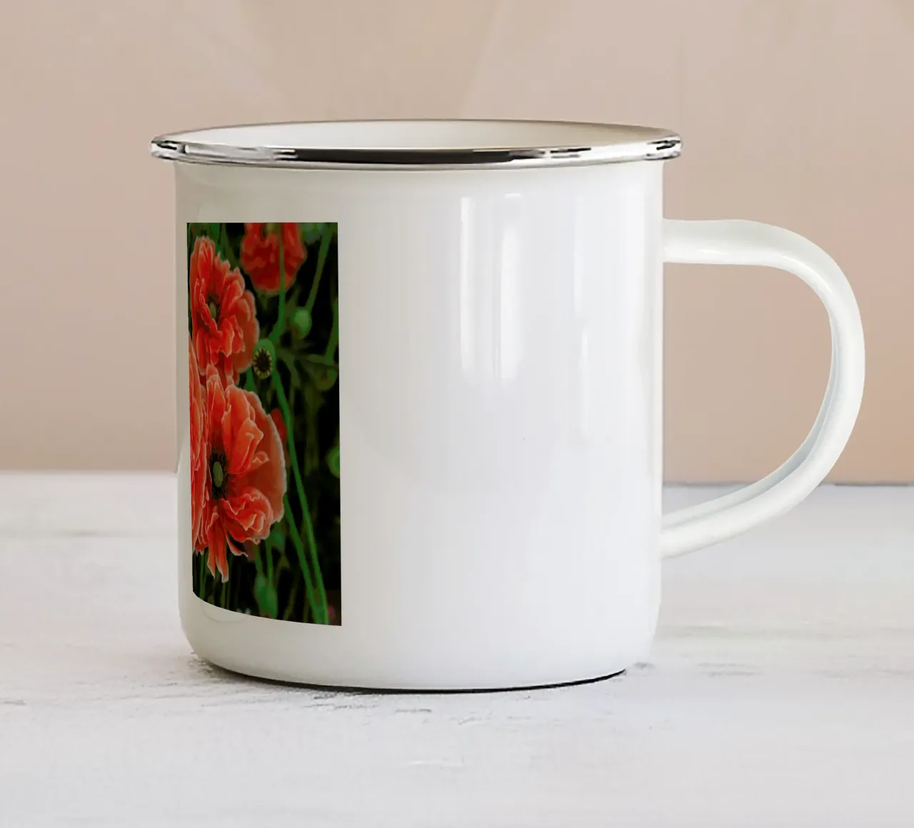 Red White Edge Poppy tazza in smalto da Curious Collections by Marielle Leenders