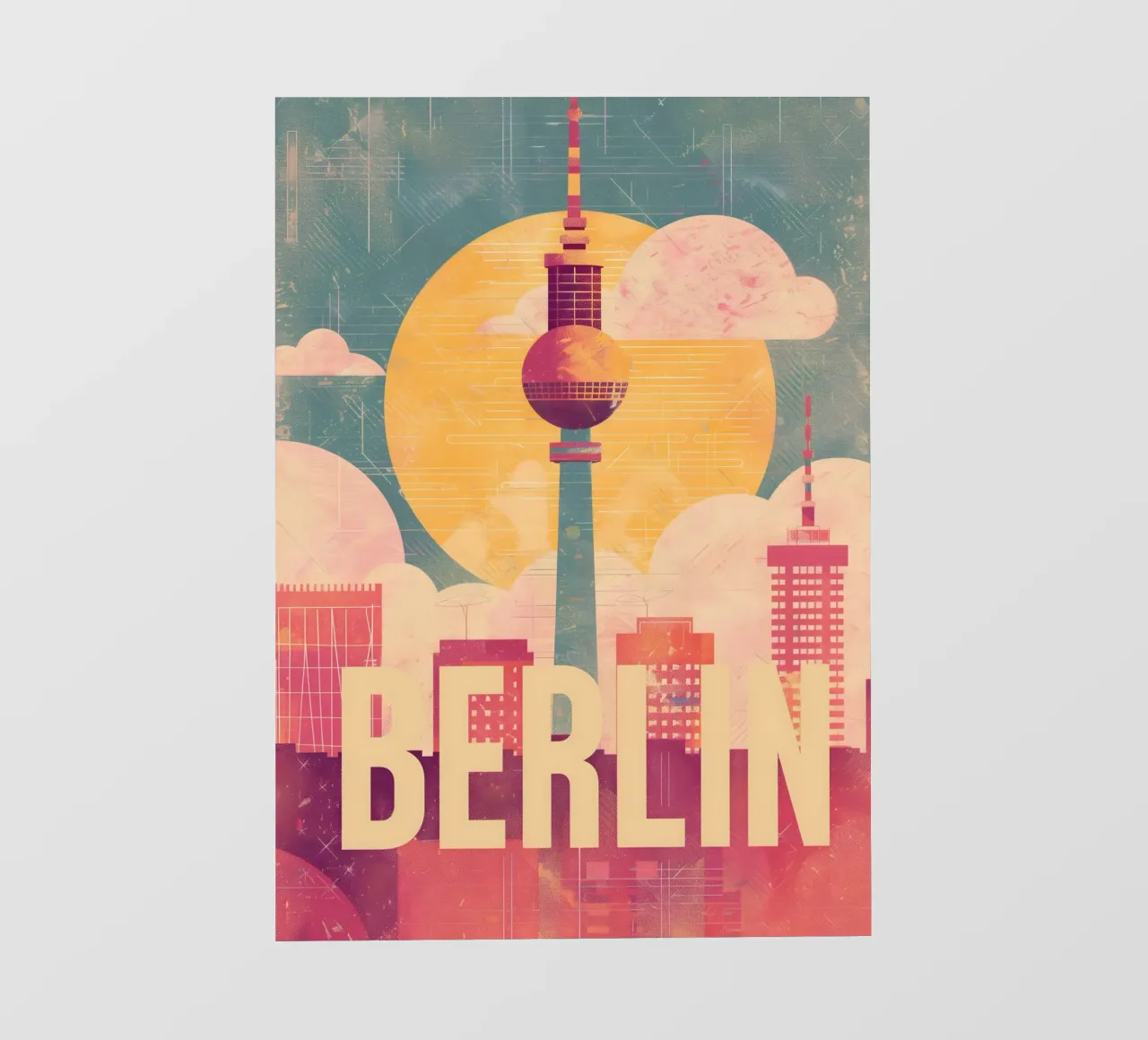 Torre della televisione di Berlino pellicola backlit da Vintage Travel Art