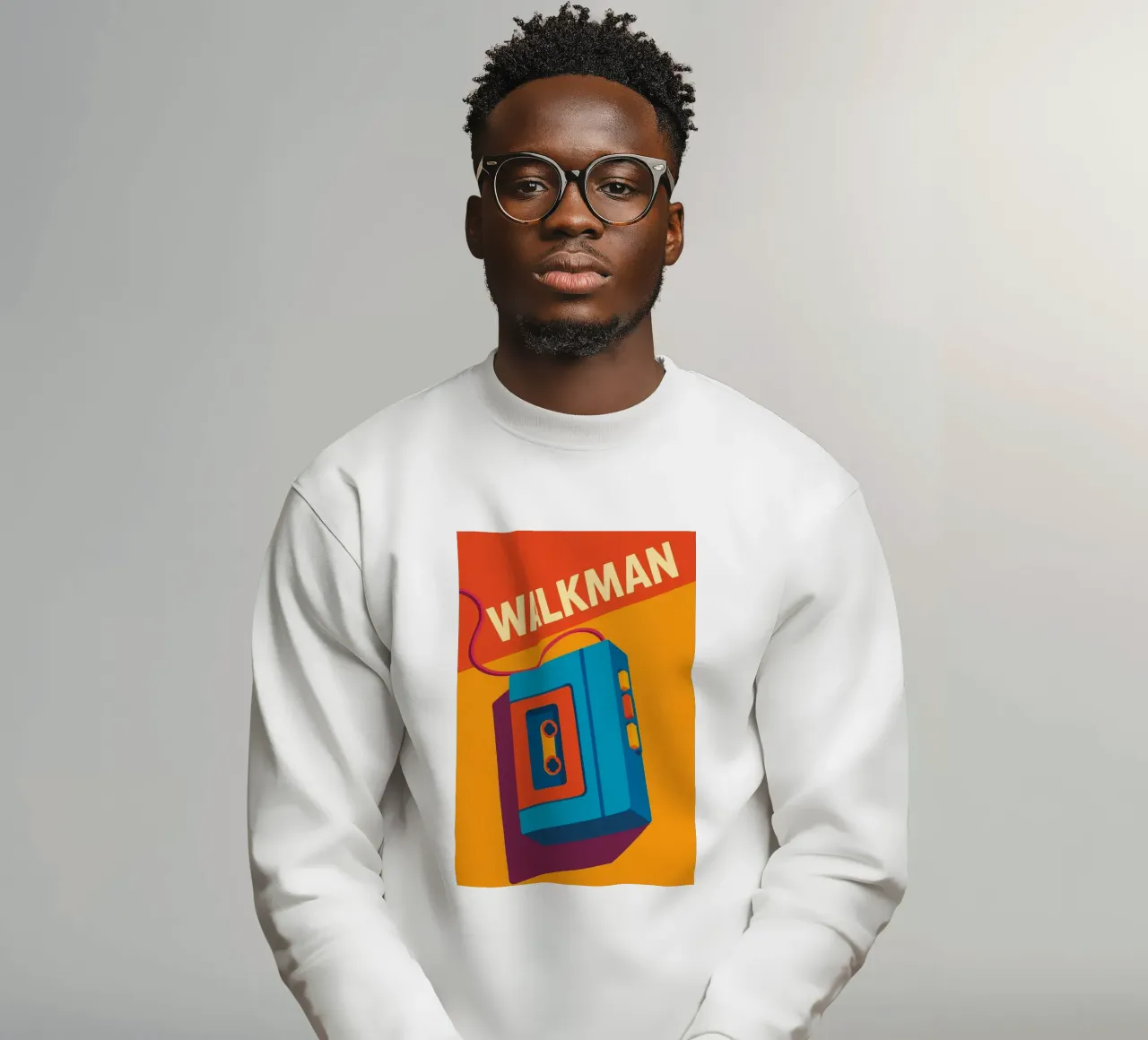 Walkman Poster Retro - Minimalist design and pop colours sweatshirt by JETLAG | affiches voyage