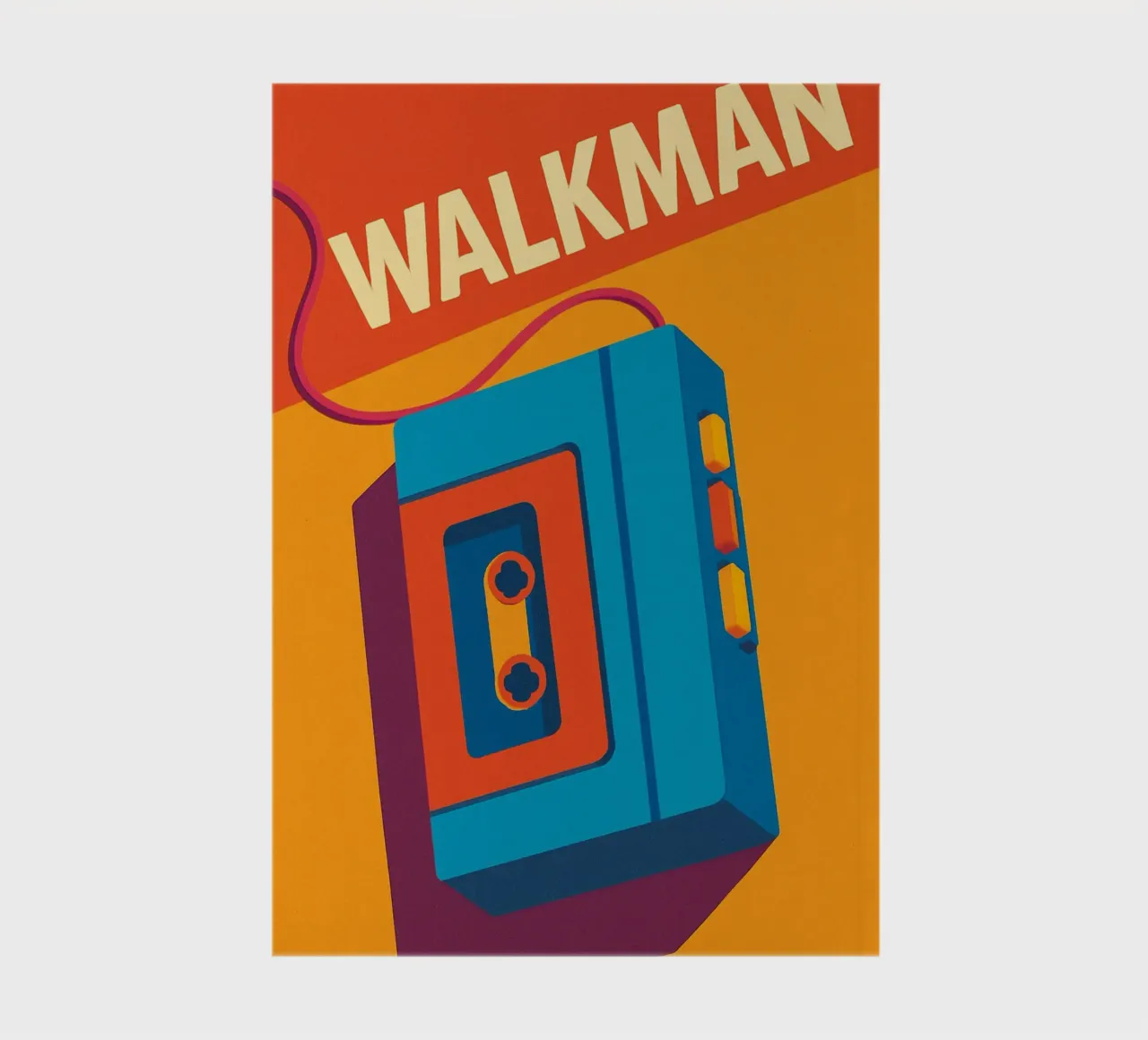 Walkman Poster Retro - Minimalist design and pop colours notebook by JETLAG | affiches voyage
