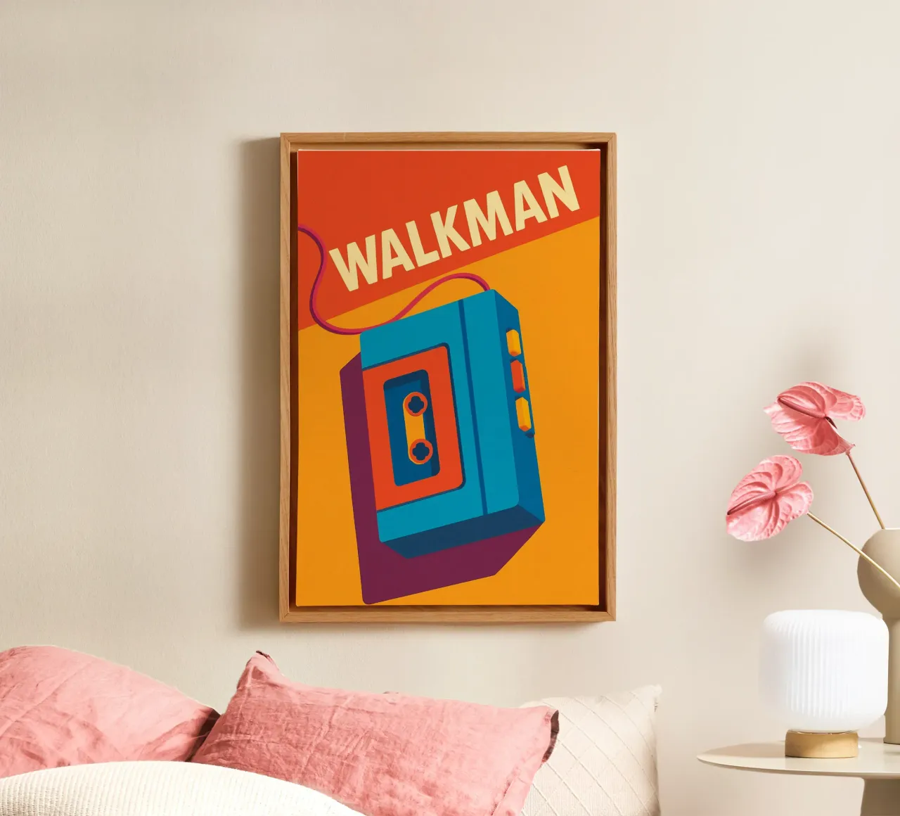 Walkman Poster Retro - Minimalist design and pop colours canvas by JETLAG | affiches voyage