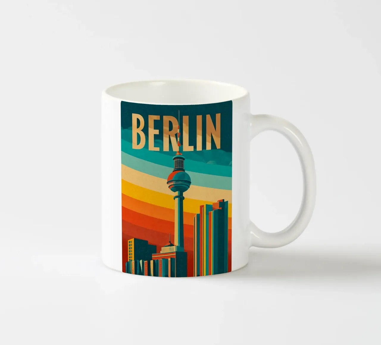 Berlin retro television tower ceramic mug by Vintage Travel Art