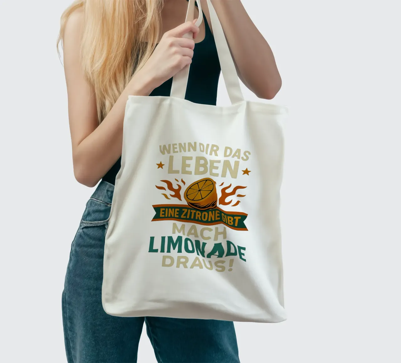 WENN DIR DAS LEBEN EINE ZITRONE GIBT, MACH LIMONADE DRAUS tote bag de Vintage Van Gogh