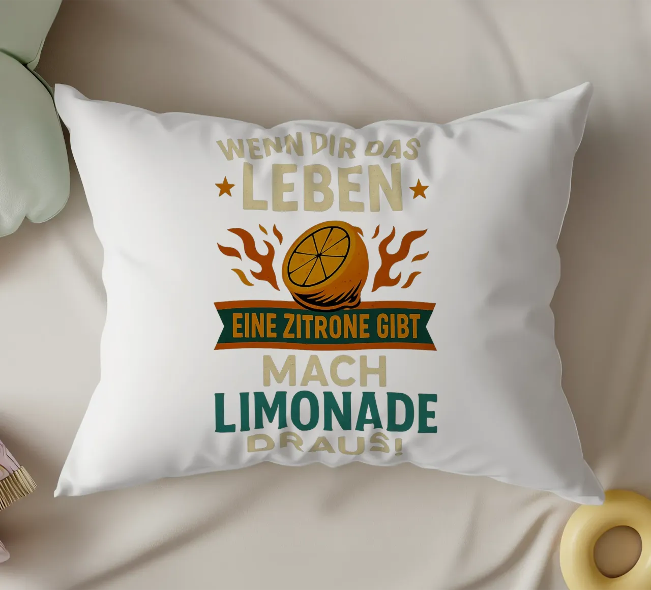 WENN DIR DAS LEBEN EINE ZITRONE GIBT, MACH LIMONADE DRAUS cuscino da Vintage Van Gogh