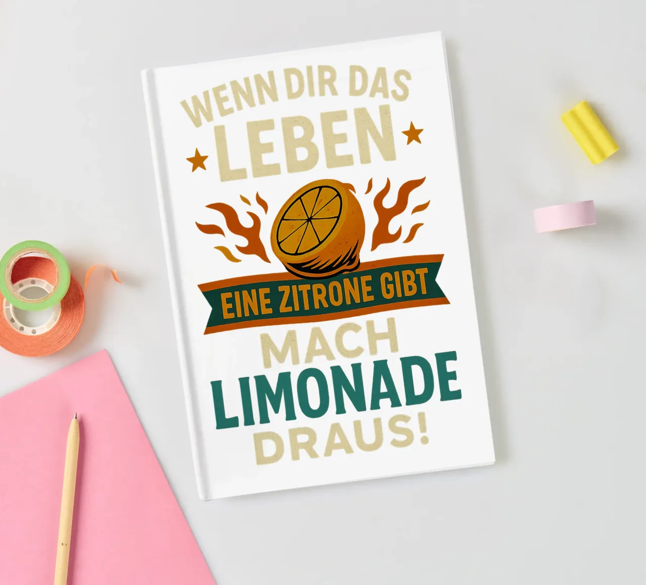 WENN DIR DAS LEBEN EINE ZITRONE GIBT, MACH LIMONADE DRAUS notebook by Vintage Van Gogh
