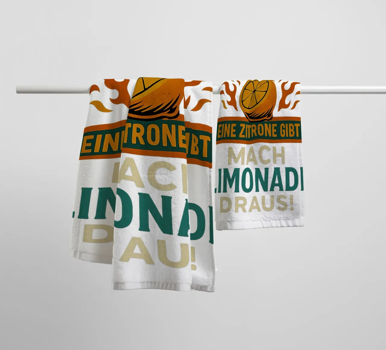 WENN DIR DAS LEBEN EINE ZITRONE GIBT, MACH LIMONADE DRAUS towel by Vintage Van Gogh