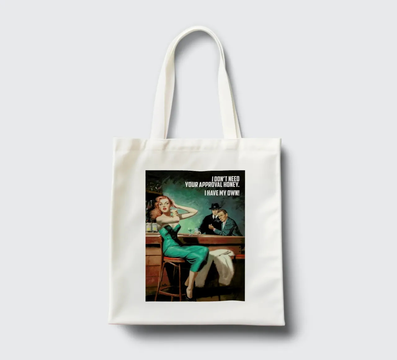 I Don't Need Your Approval borsa in juta da Gallery Print and Art Limited