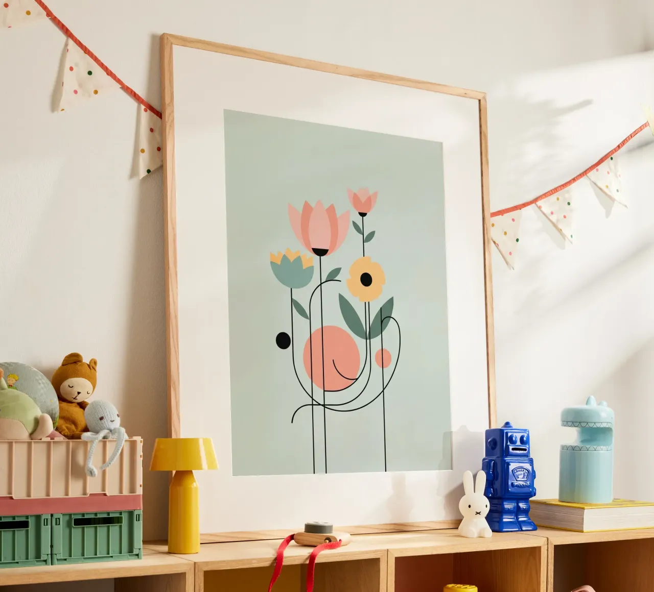 Floral bauhaus #101: A Quiet Dance poster with aluminum frame by Zen Design