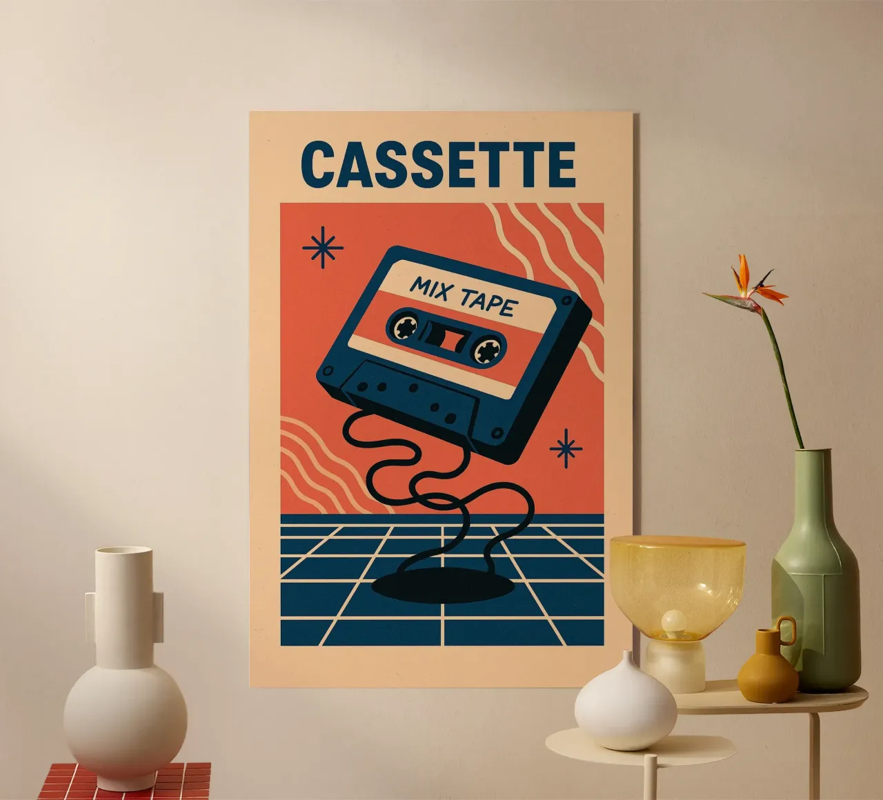 Mix Tape Kassette - Das Retro-Poster Acryl-Glas von JETLAG | affiches voyage