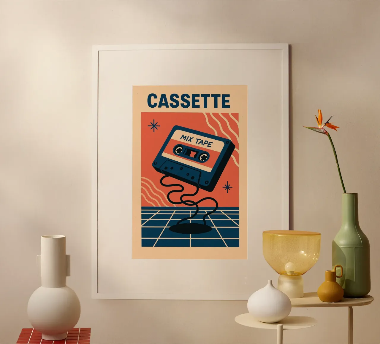 Mix Tape - Il poster retrò poster con telaio in legno da JETLAG | affiches voyage