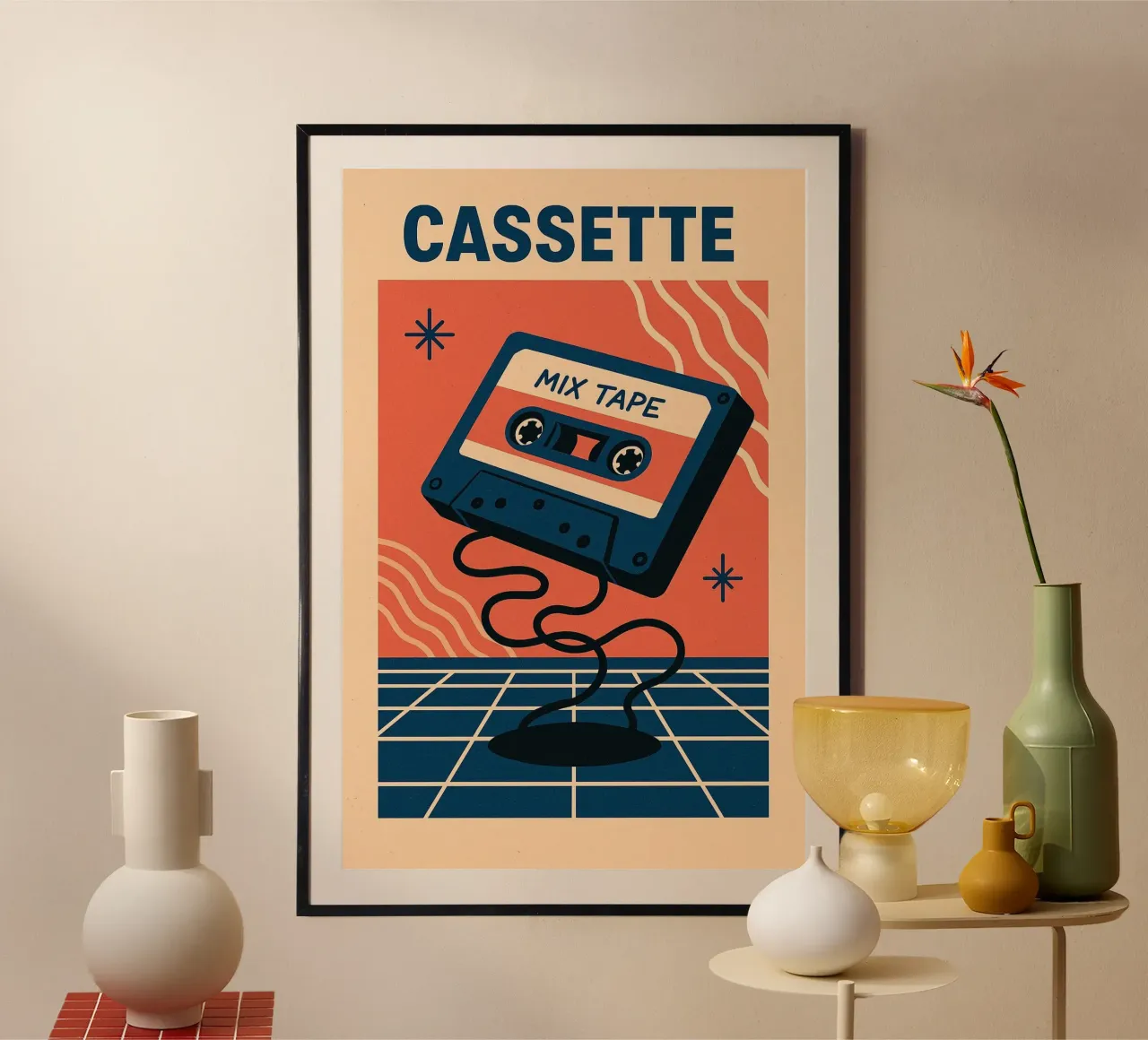 Mix Tape - Il poster retrò poster con telaio in legno da JETLAG | affiches voyage