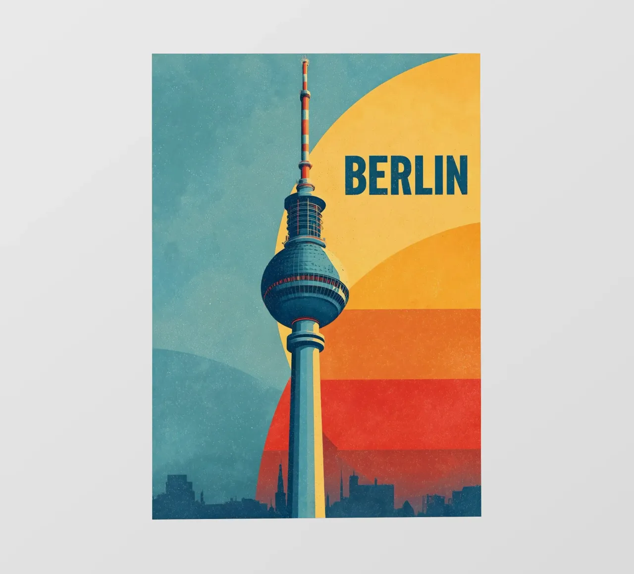 Berlín Retro lámina retroiluminada de Vintage Travel Art