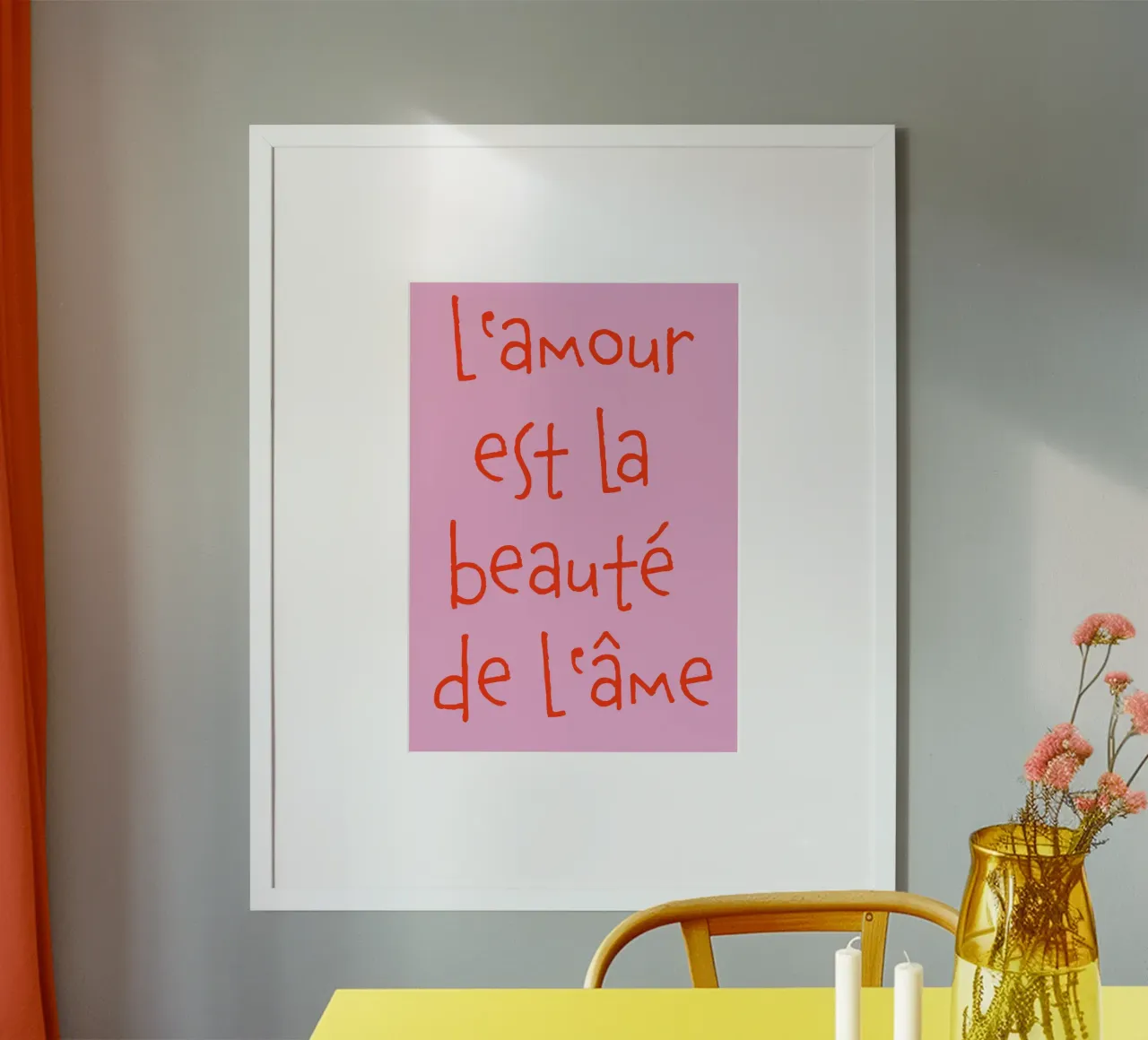 l‘amour est la beauté de l‘âme poster with wooden frame by FRICKE DESIGN