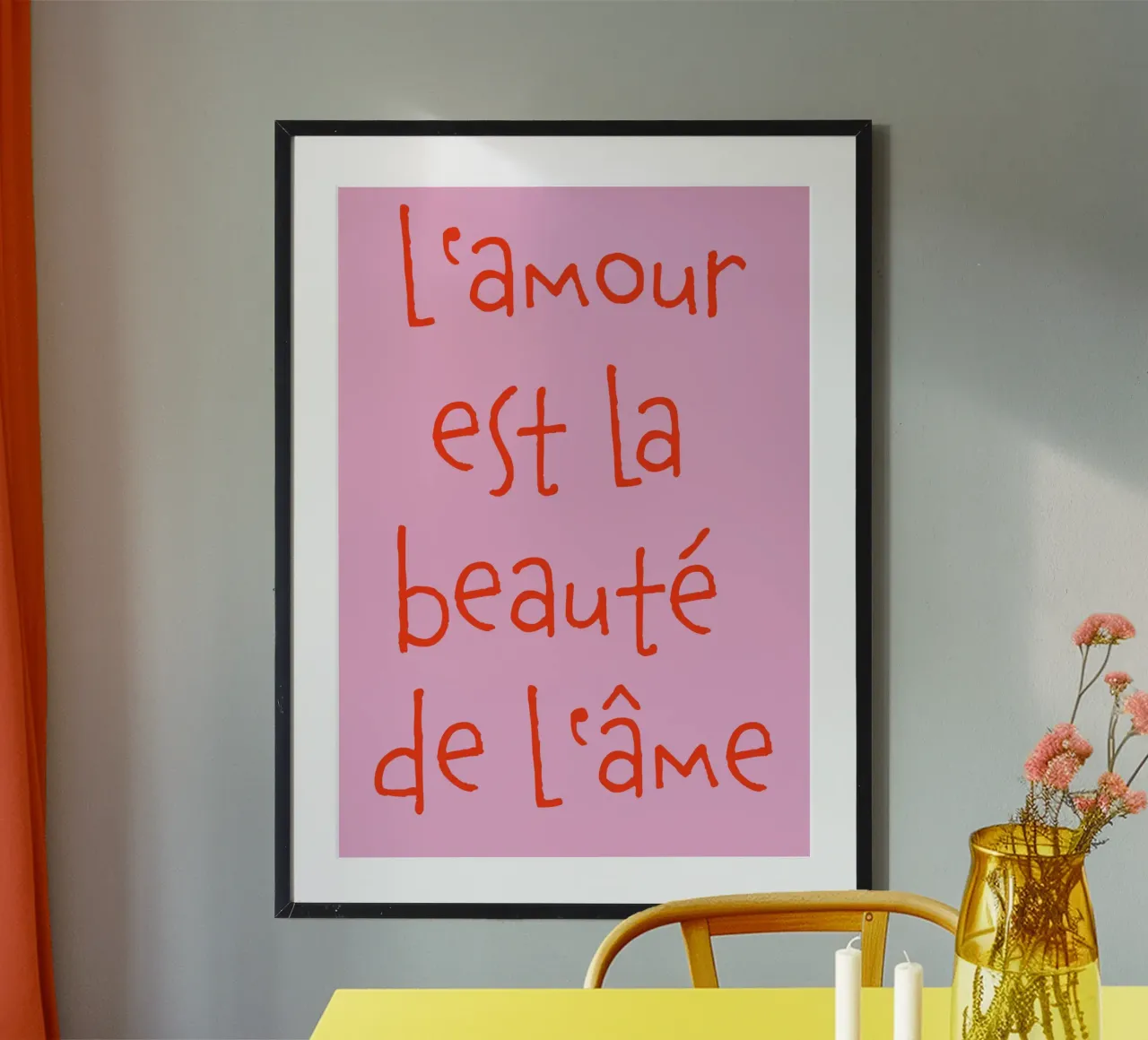 l‘amour est la beauté de l‘âme poster with wooden frame by FRICKE DESIGN