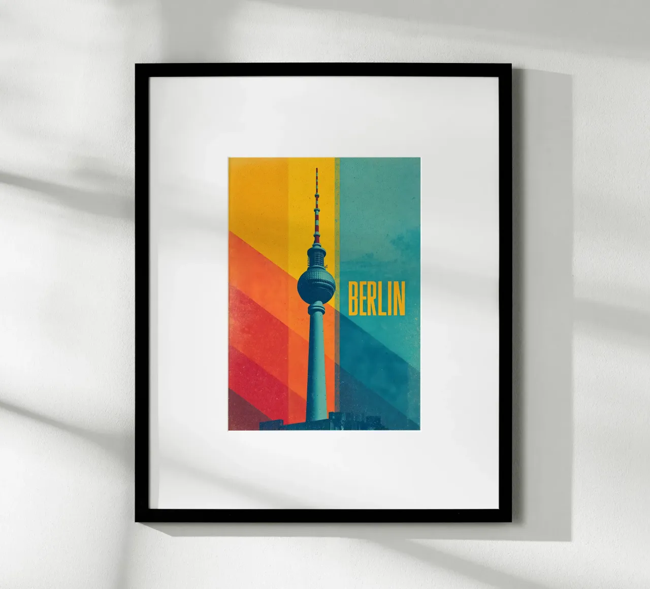 Berlin retro Reiseposter poster con telaio in legno da Vintage Travel Art