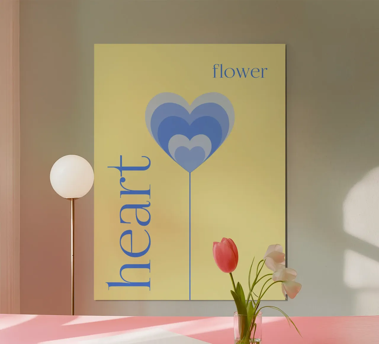Heartflower auf gelbem Hintergrund poster da Lilou Art
