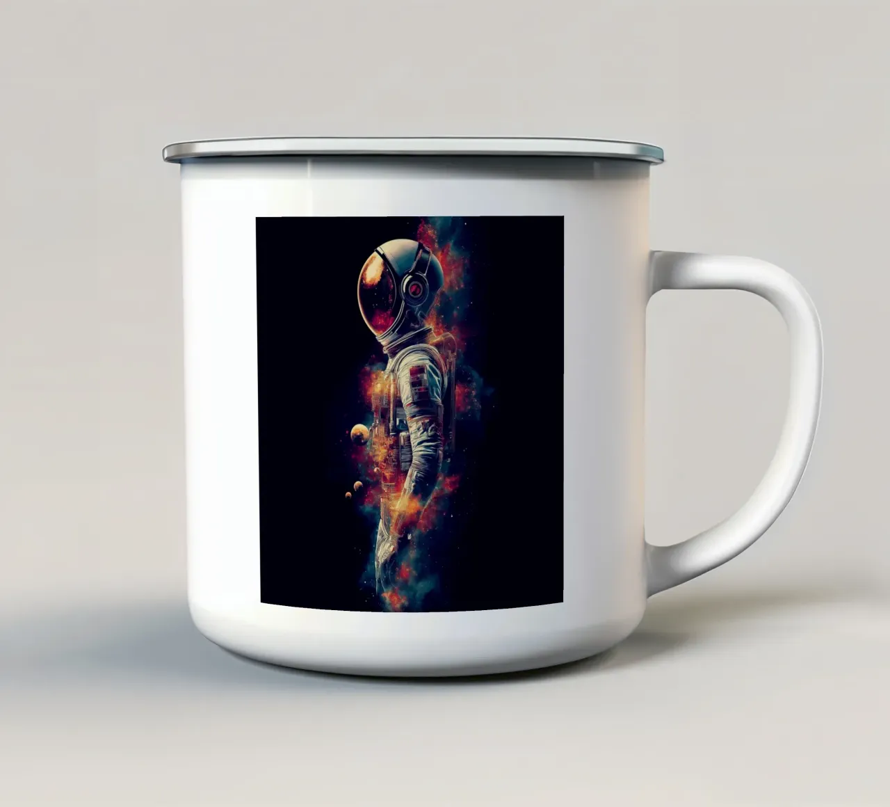 Astronauta nello spazio oscuro tazza in smalto da Motivate-Today