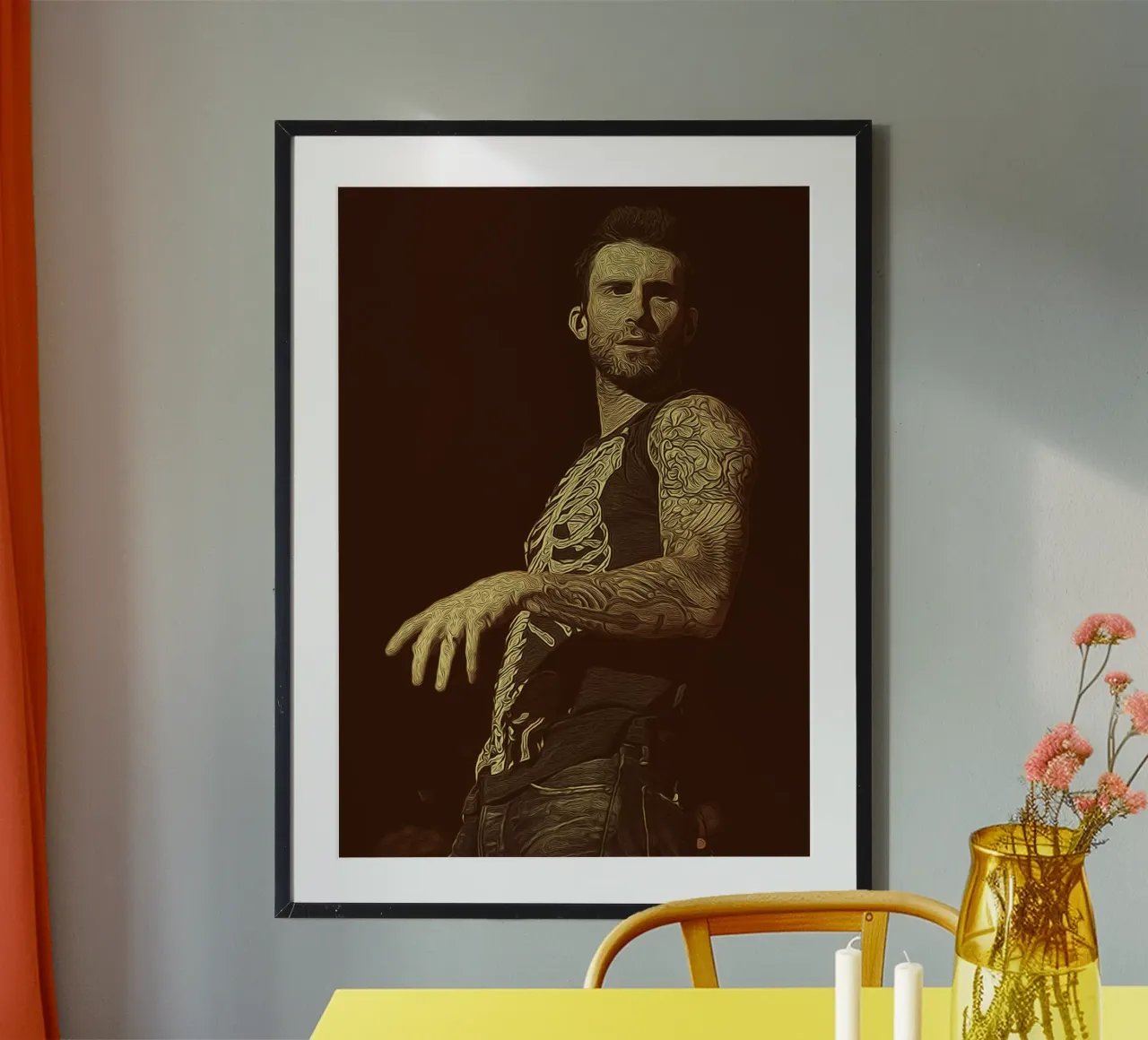 Vibrazioni vintage e acuti vocali poster con telaio in legno da singpentinksale