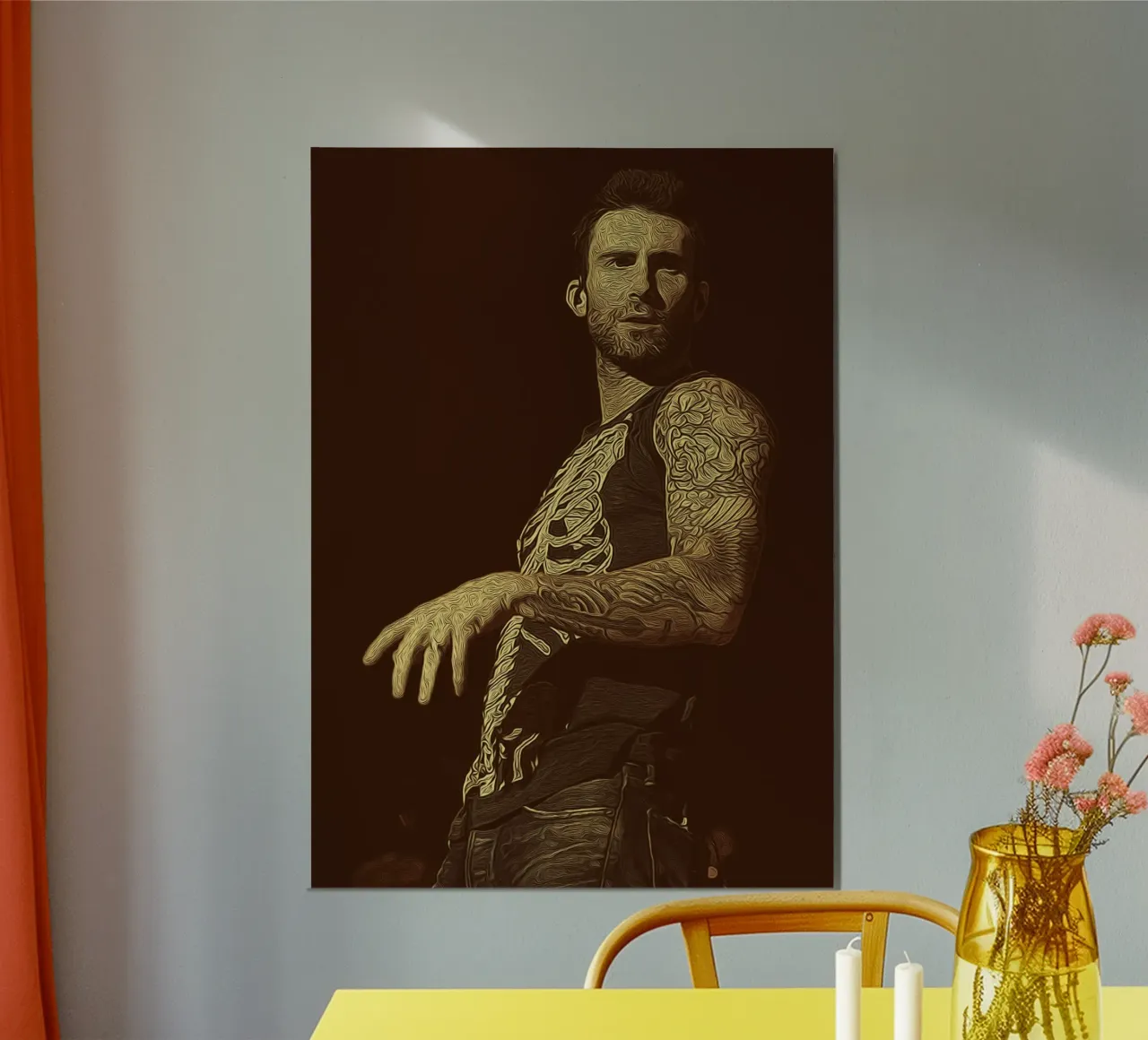 Vibrazioni vintage e acuti vocali poster con telaio in legno da singpentinksale