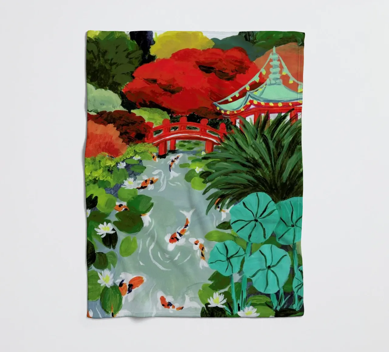 Japanese Garden fleece blanket by Sarah Gesek