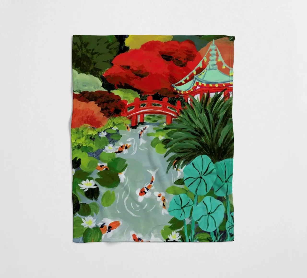 Japanese Garden fleece blanket by Sarah Gesek