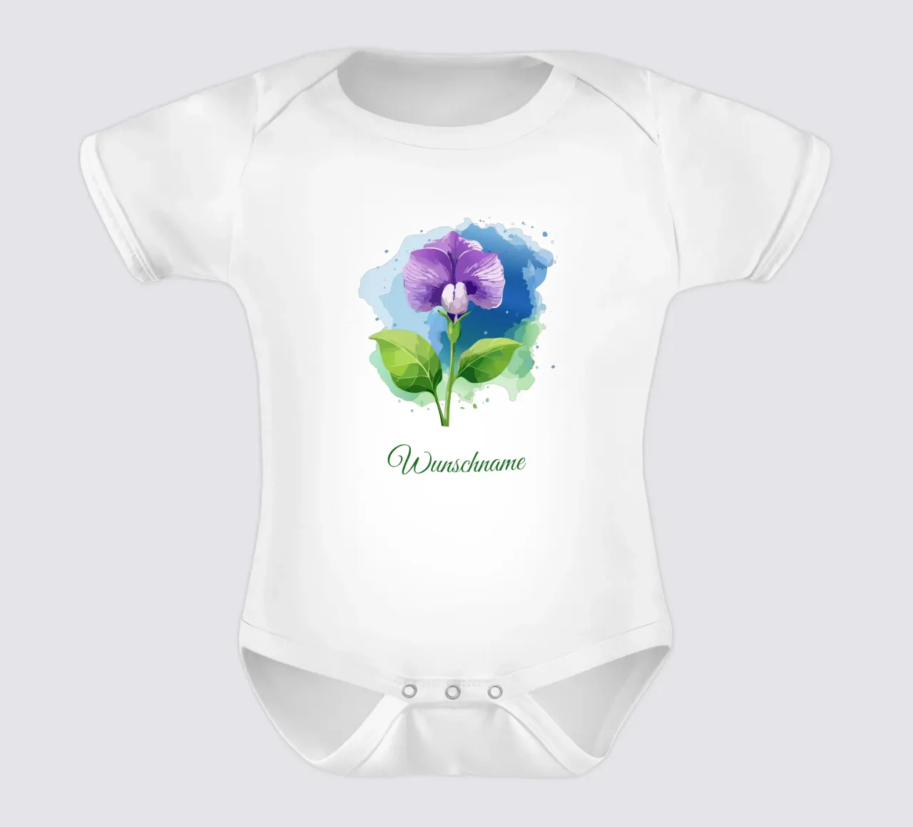Geboortebloem april - Erwt babyrompertje korte mouwen van Geburtsblume