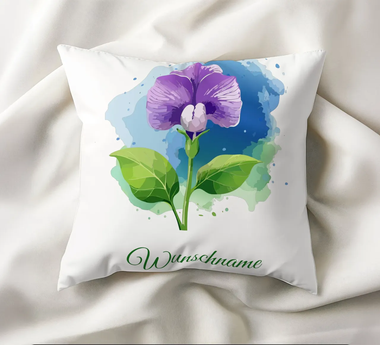 Birth flower April - Sweet pea decorative cushion by Geburtsblume