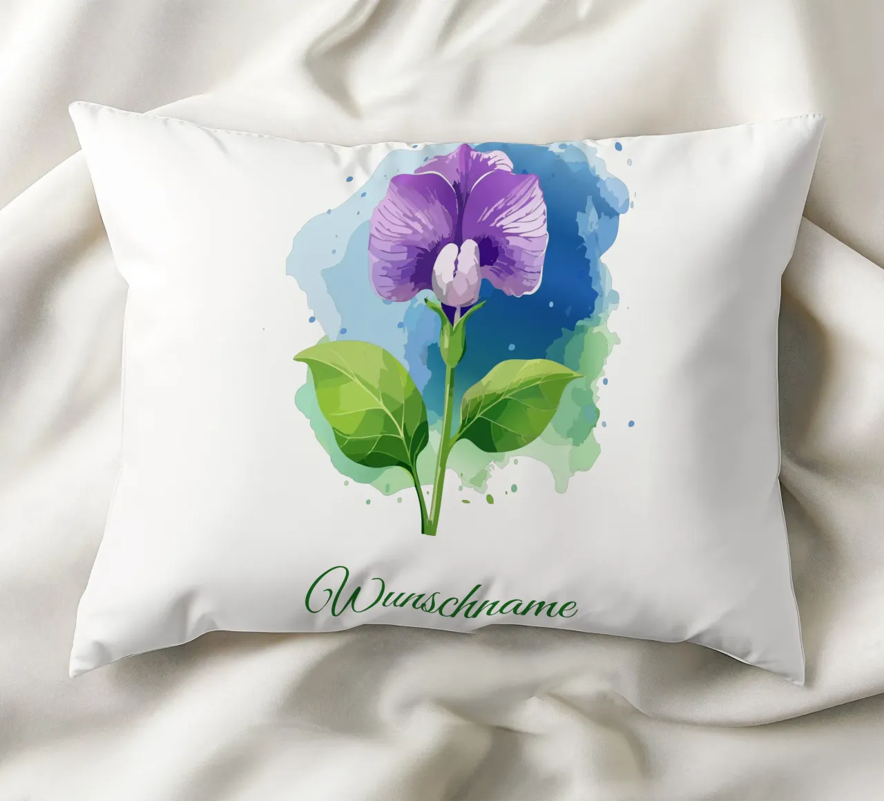 Birth flower April - Sweet pea decorative cushion by Geburtsblume