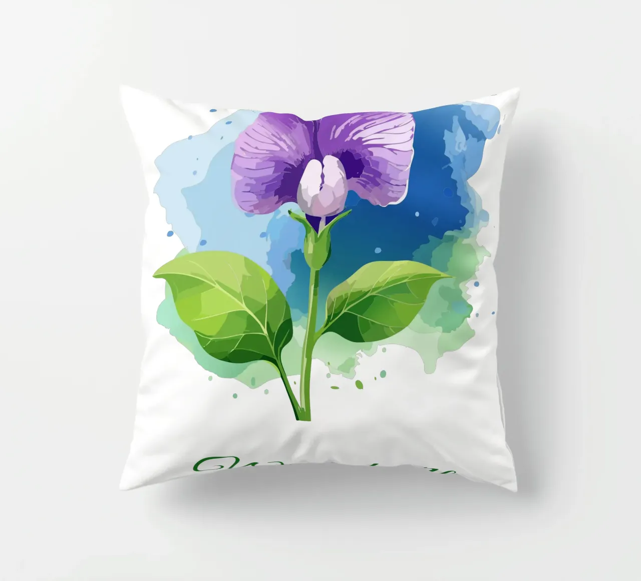 Birth flower April - Sweet pea decorative cushion by Geburtsblume