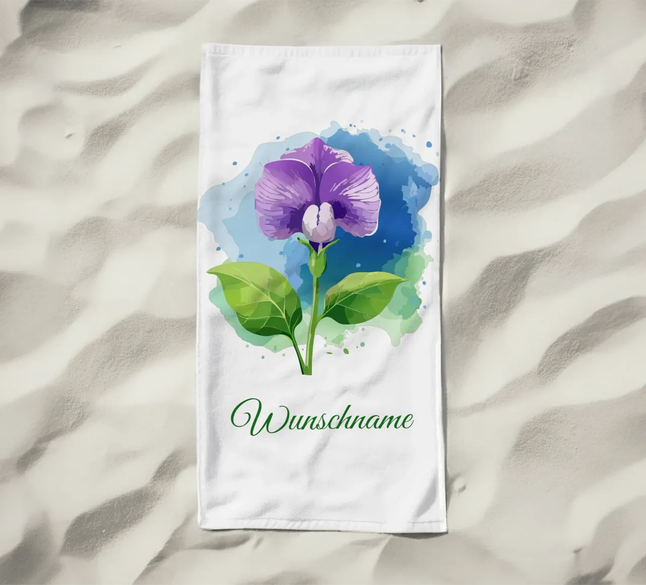 Birth flower April - Sweet pea beach towel by Geburtsblume