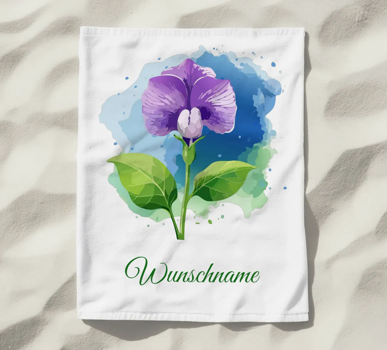 Birth flower April - Sweet pea beach towel by Geburtsblume