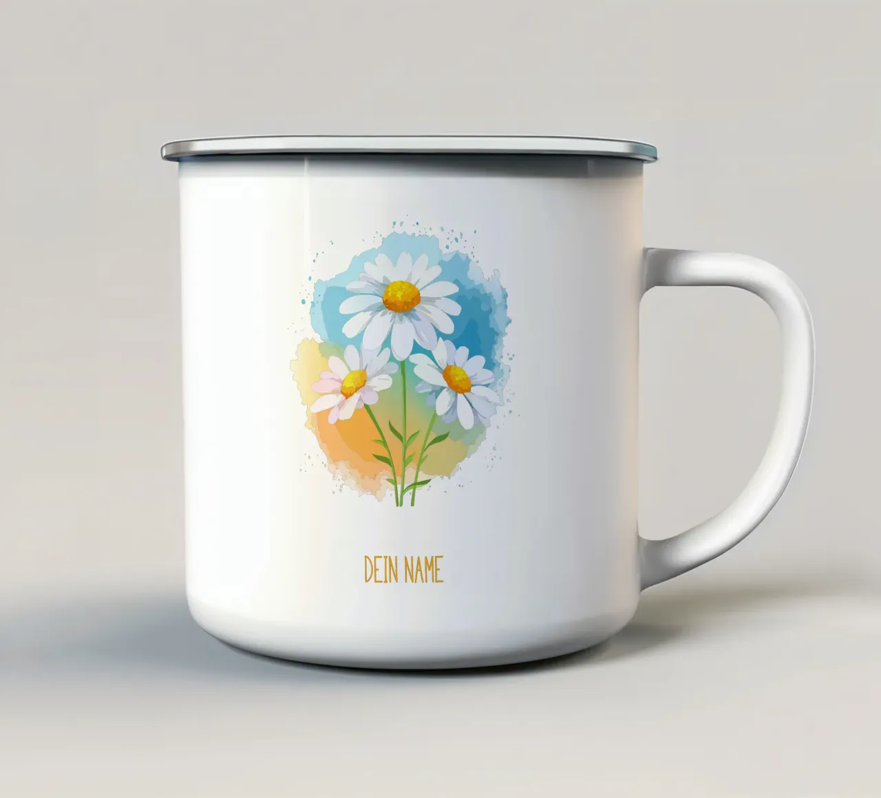 Fiore di nascita aprile - Margherita tazza in smalto da Geburtsblume