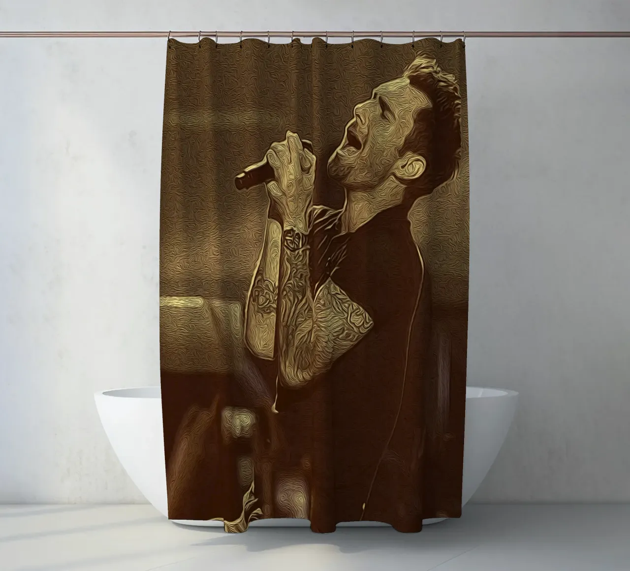 Flusso retro Rockstar tenda da doccia da singpentinksale