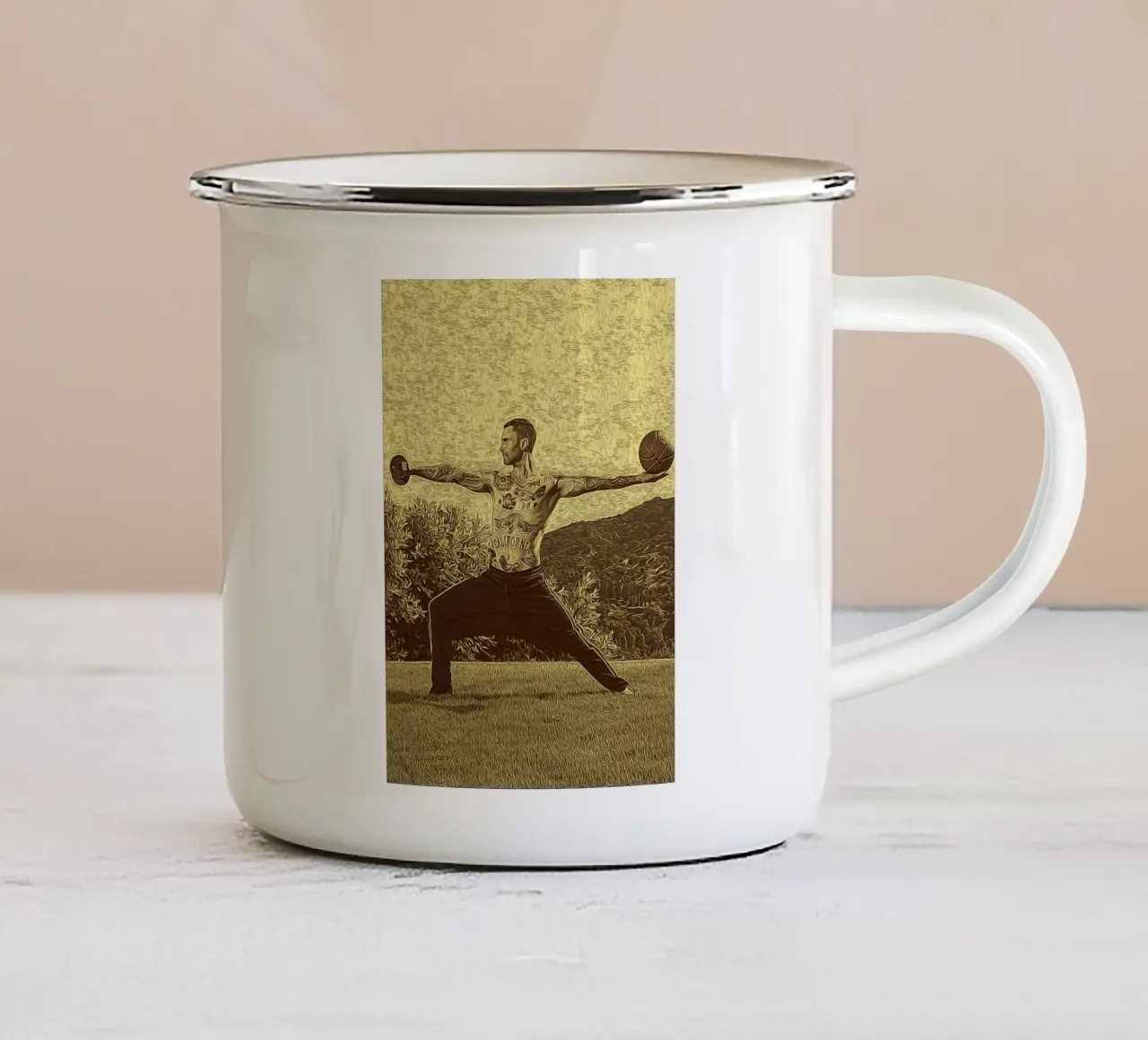 Prestazioni in inchiostro tazza in smalto da singpentinksale